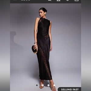 ASOS dark chocolate brown Lace Midi Dress